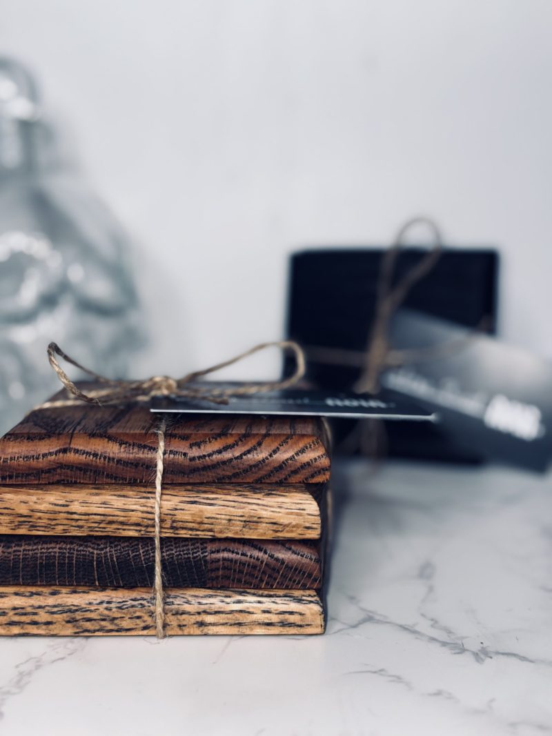 Square Oak Coasters with Charcoal Oil Finish