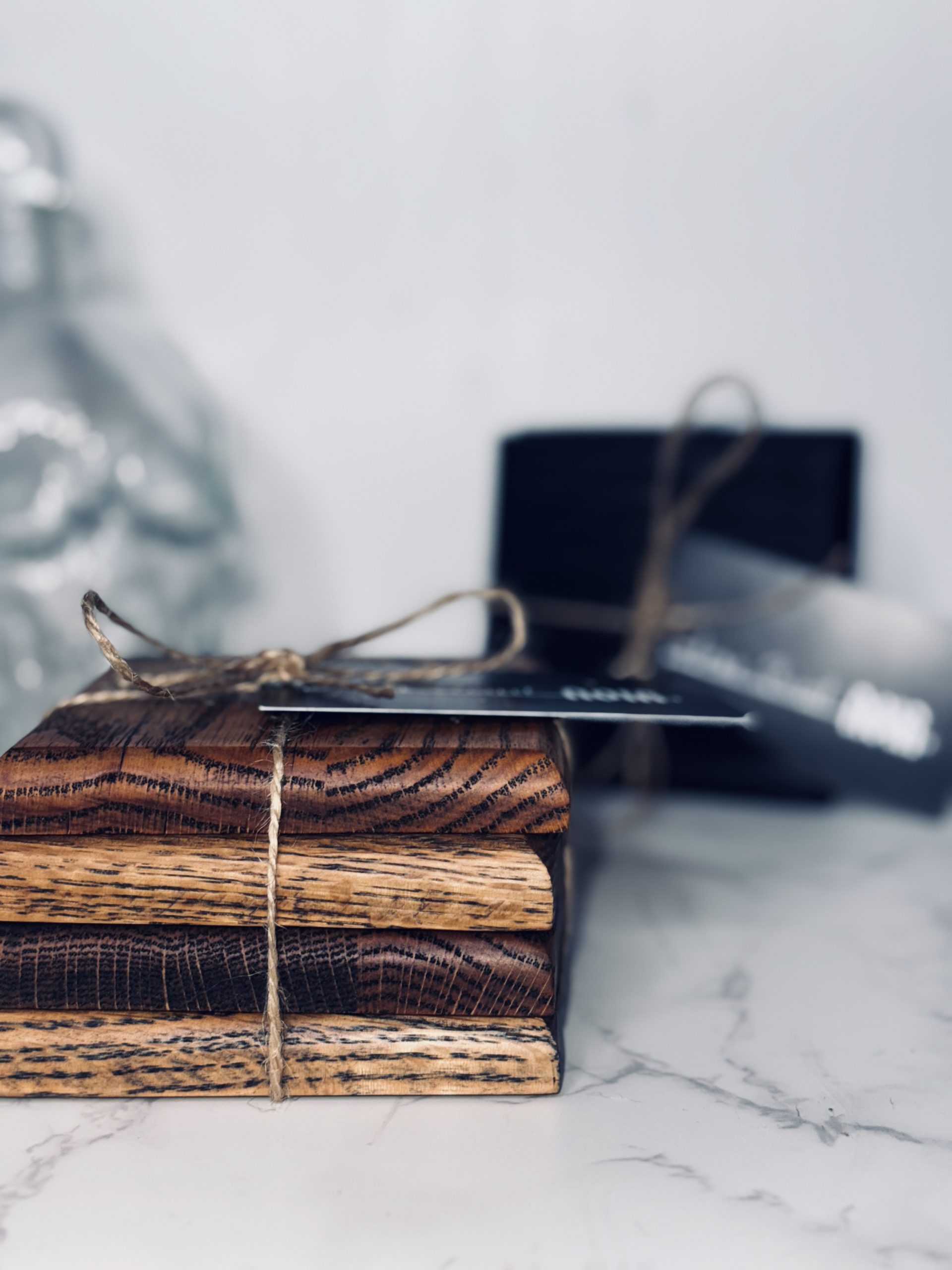 Square Oak Coasters with Charcoal Oil Finish - Image 4