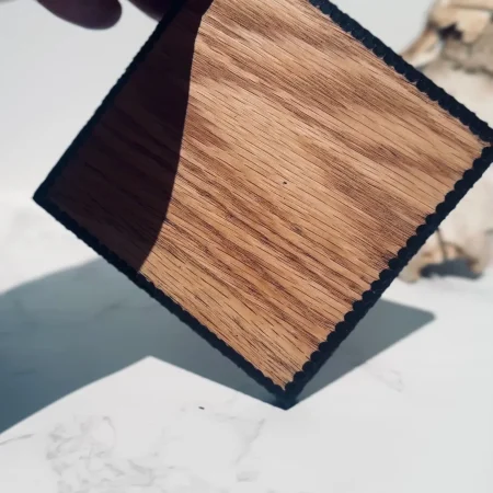 Textured edge square oak coasters