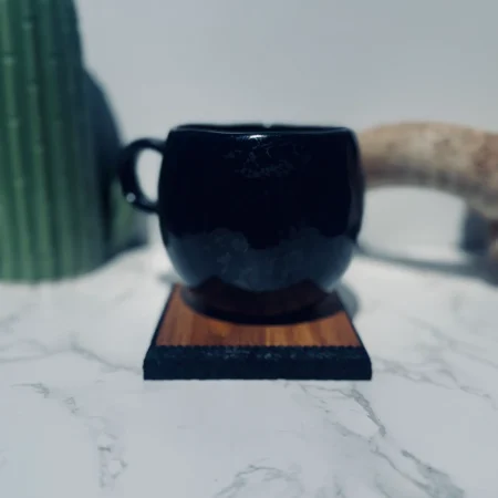 Textured edge square oak coasters