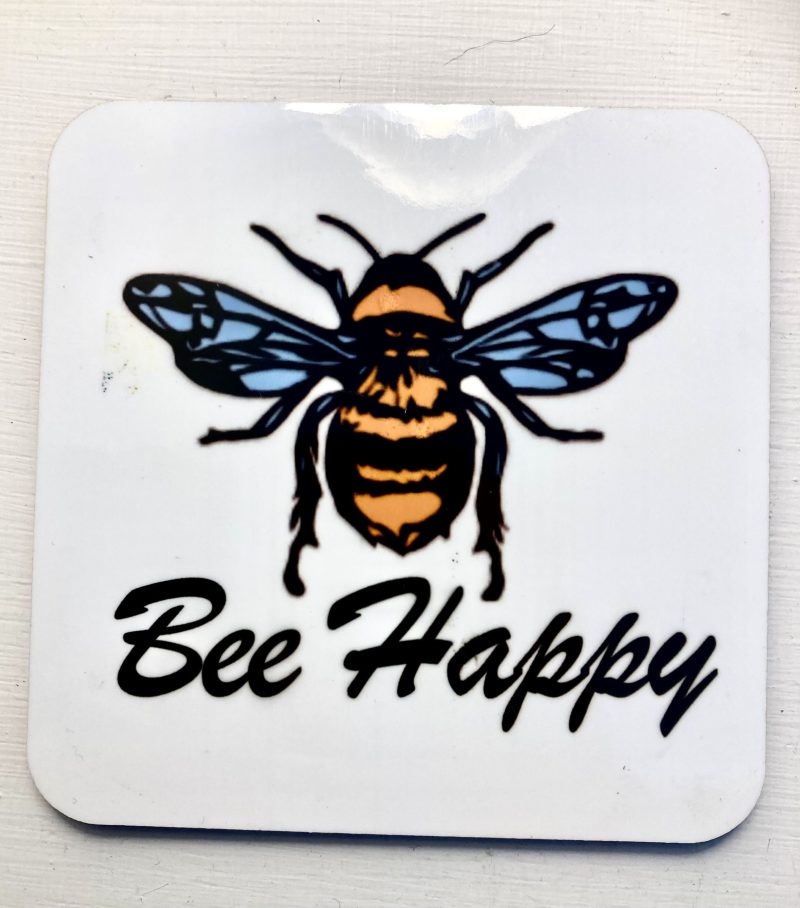 Bee Happy set of 4 cork backed coasters
