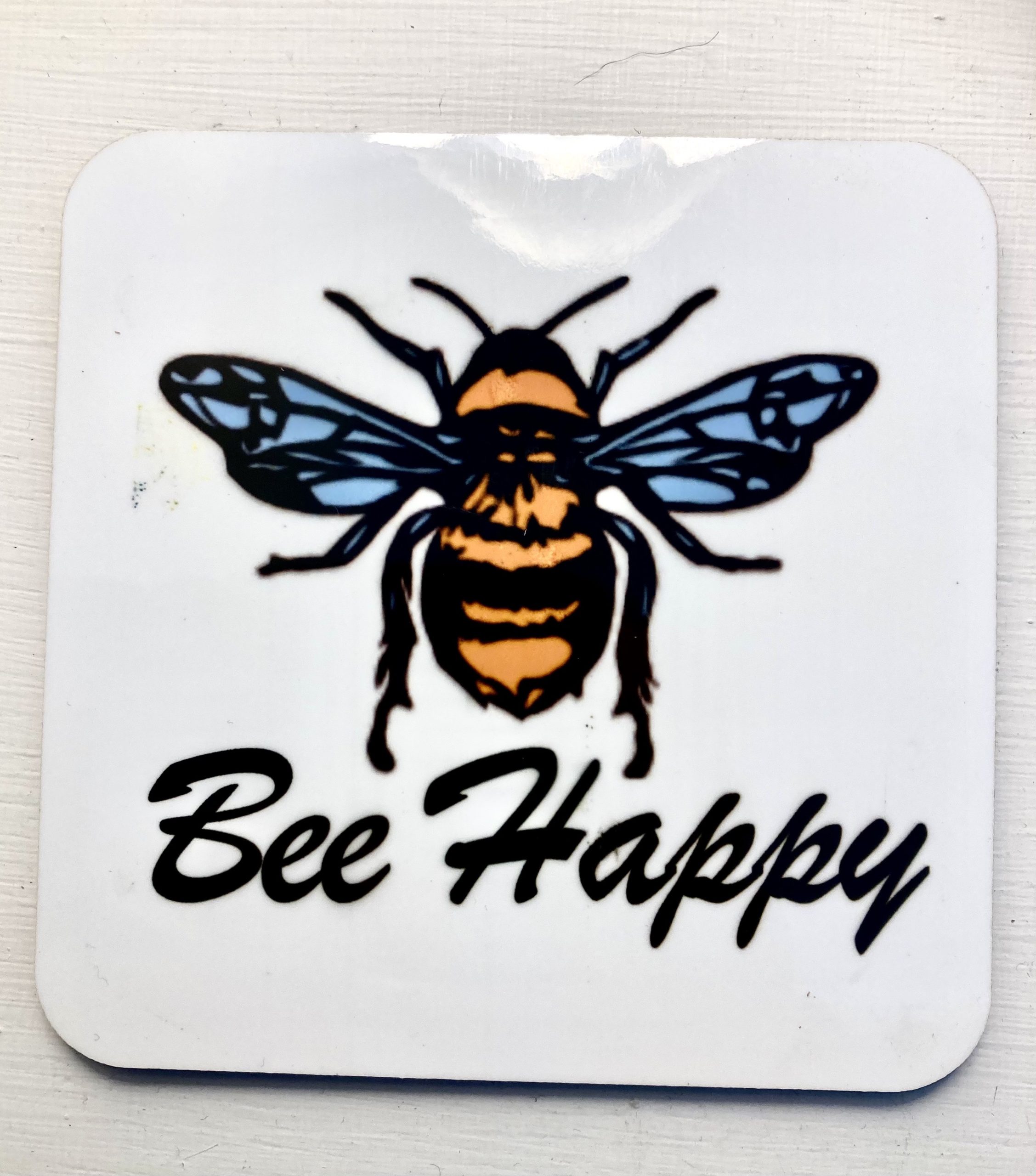 Bee Happy set of 4 cork backed coasters