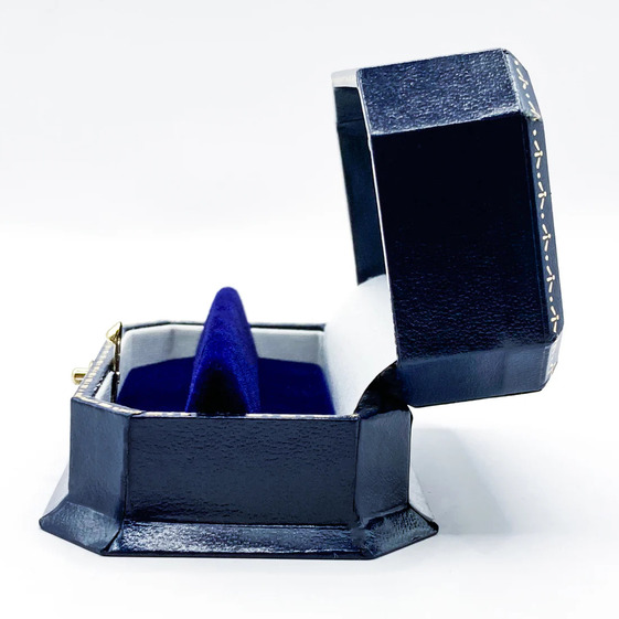 Cufflink Box Antique, Vintage, Victorian Style Blue Leatherette - Quality Cuff Link Box