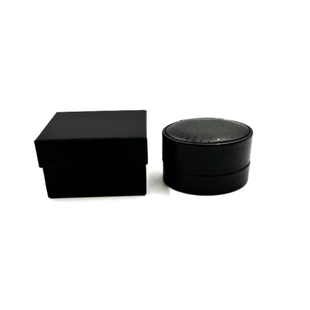 Ring Box Black. Oval Shaped Hinged. Embossed Leatherette - Very Affordable Price