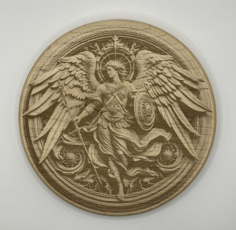Archangel Michael (20cm diameter) Engraved on Maple