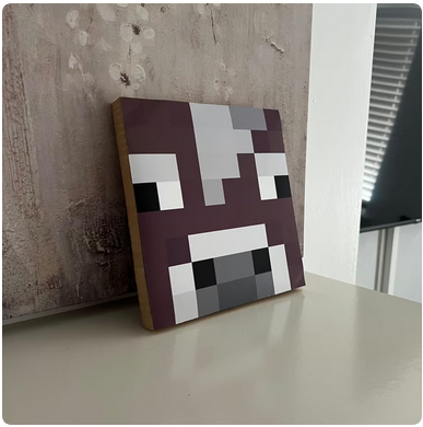 Pixel Cow Face Wall Art – Retro Video Game Style Plaque
