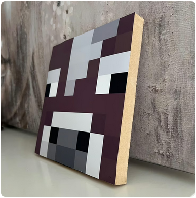 Pixel Cow Face Wall Art – Retro Video Game Style Plaque