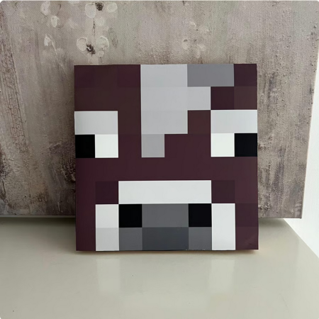 Pixel Cow Face Wall Art – Retro Video Game Style Plaque