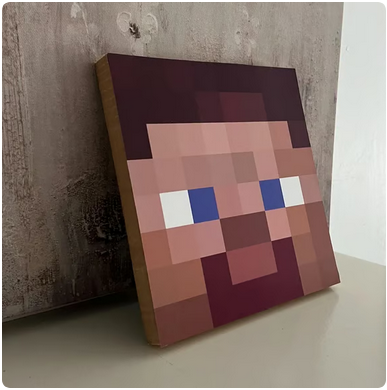 Pixel Gamer Face Art – Retro Block-Style Character Plaque
