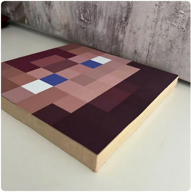 Pixel Gamer Face Art – Retro Block-Style Character Plaque