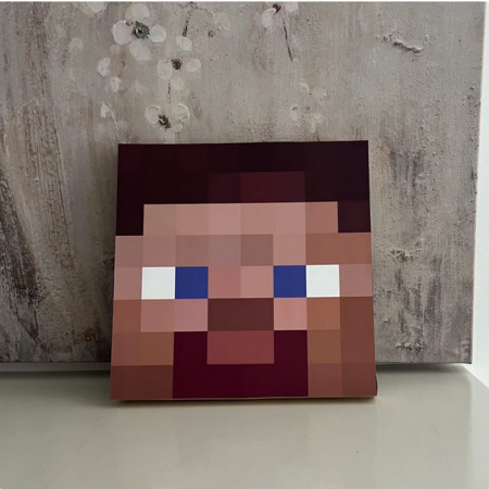 Pixel Gamer Face Art – Retro Block-Style Character Plaque