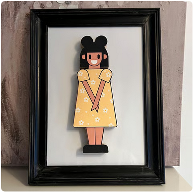 Flower Dress Girl Framed 3D Art Picture - Handmade Custom Wall Decor