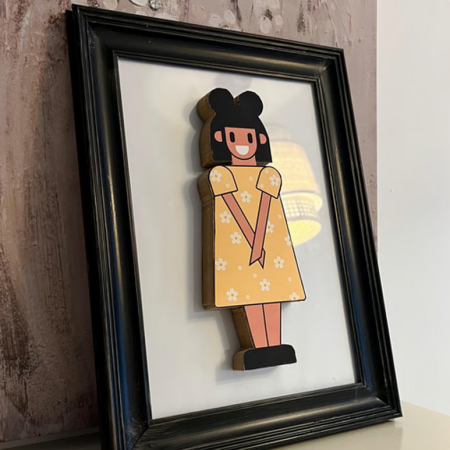 Flower Dress Girl Framed 3D Art Picture - Handmade Custom Wall Decor