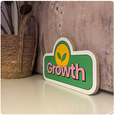Growth Handmade Wooden Motivational Desk Plaque - Image 3
