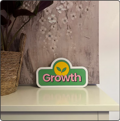 Growth Handmade Wooden Motivational Desk Plaque