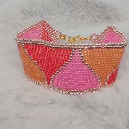"Funnels” Cuff Bracelet, Peyote stitch, Multi coloured, Jewellery, Gift
