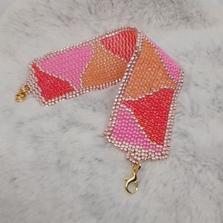 "Funnels” Cuff Bracelet, Peyote stitch, Multi coloured, Jewellery, Gift