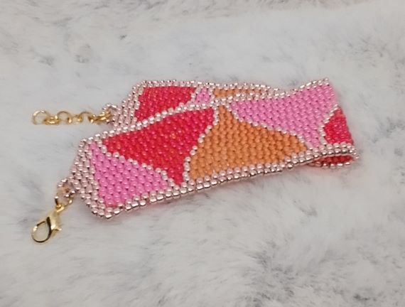"Funnels” Cuff Bracelet, Peyote stitch, Multi coloured, Jewellery, Gift