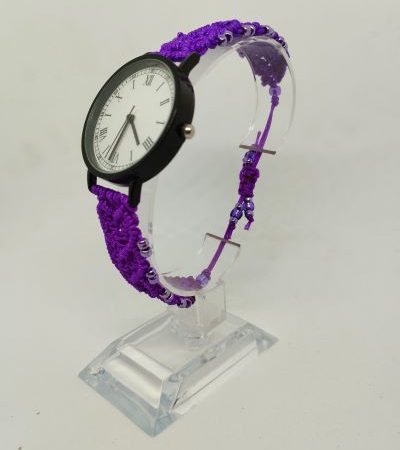 Purple hearts micro macrame bracelet watch, Jewellery, Gift