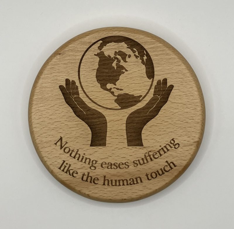 Healing Hands Holding The World Above Engraved on Beech