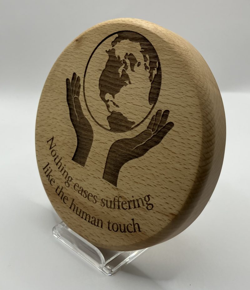 Healing Hands Holding The World Above Engraved on Beech