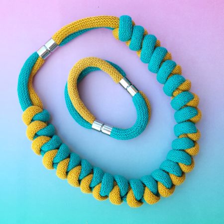 Arabella Statement Necklace in Jade and Mustard