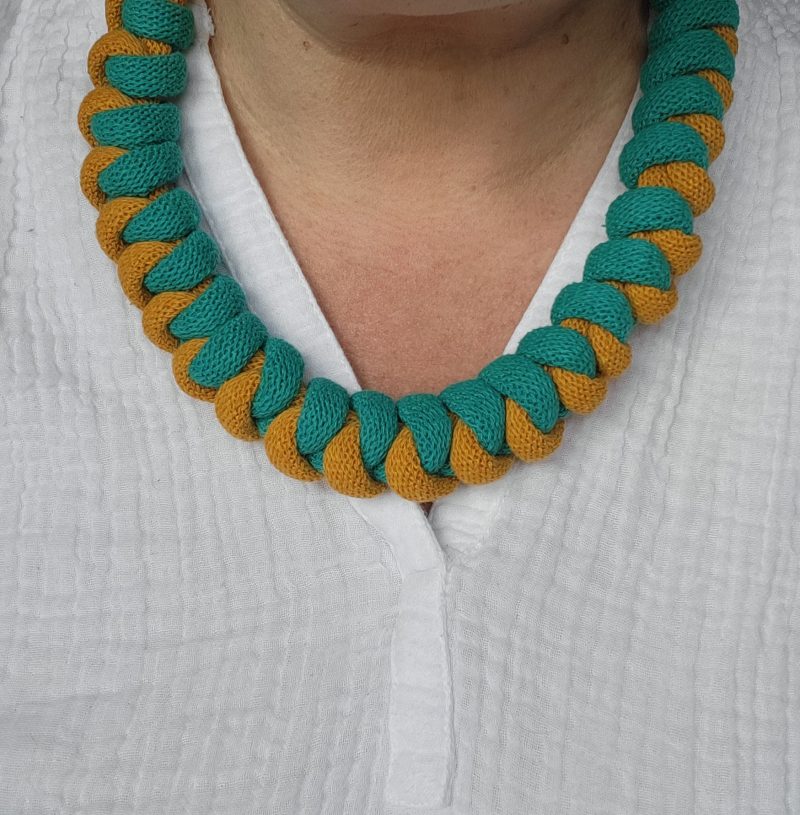 Arabella Statement Necklace in Jade and Mustard