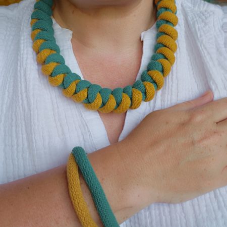 Arabella Statement Necklace in Jade and Mustard