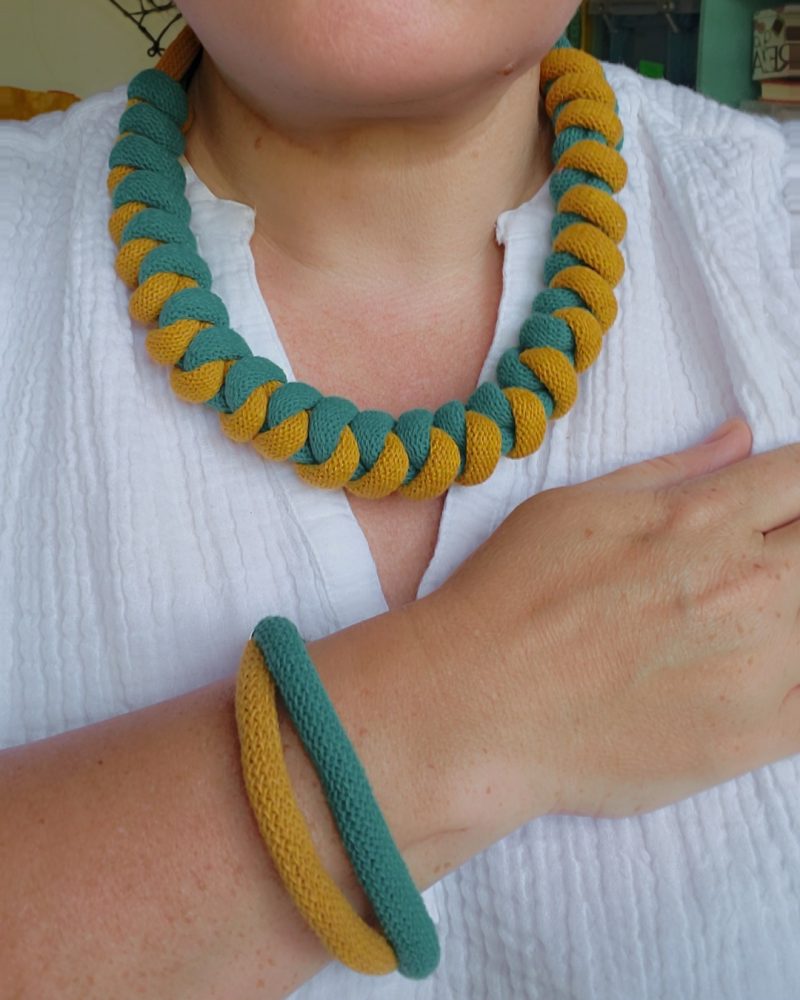 Arabella Statement Necklace in Jade and Mustard