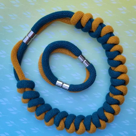 Arabella Statement Necklace in Mustard and Ocean