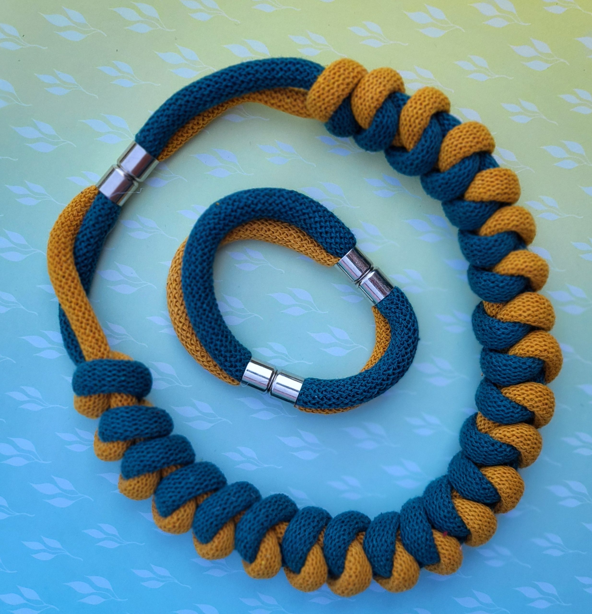 Arabella Statement Necklace in Mustard and Ocean