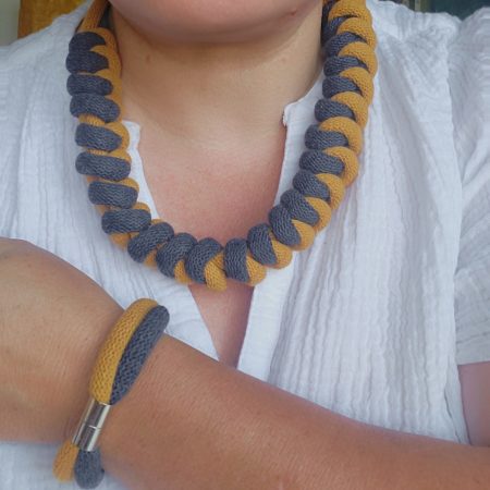 Arabella Statement Necklace in Mustard and Ocean