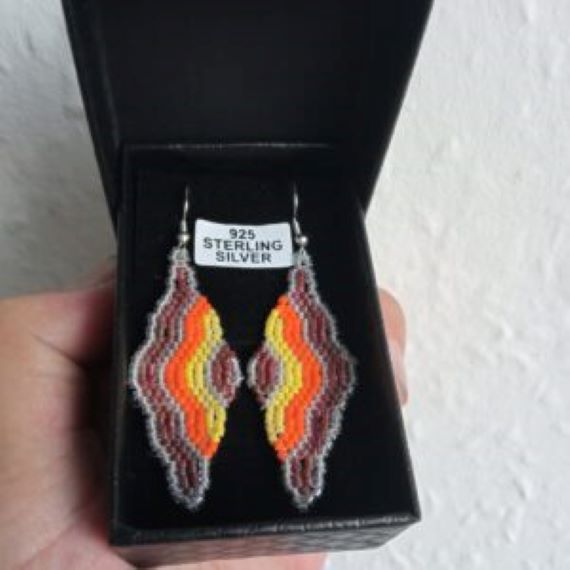 Waves / Clouds Dangle Earrings / Handmade / Jewellery / retro colours