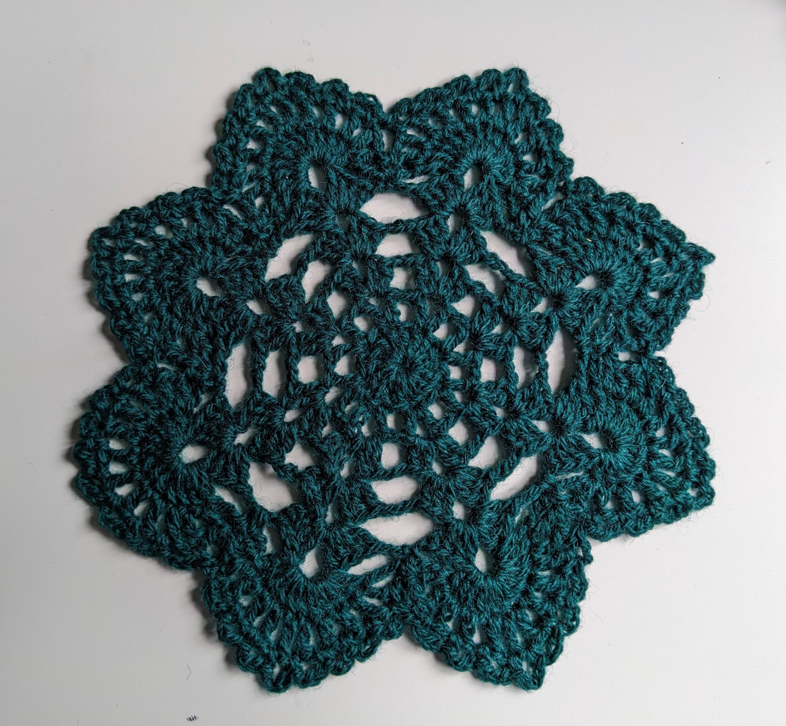 Handmade Crochet Doily – Bottle Green | 6" (16 cm) Diameter