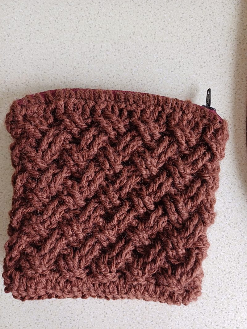Celtic weave small wool zipper pouch