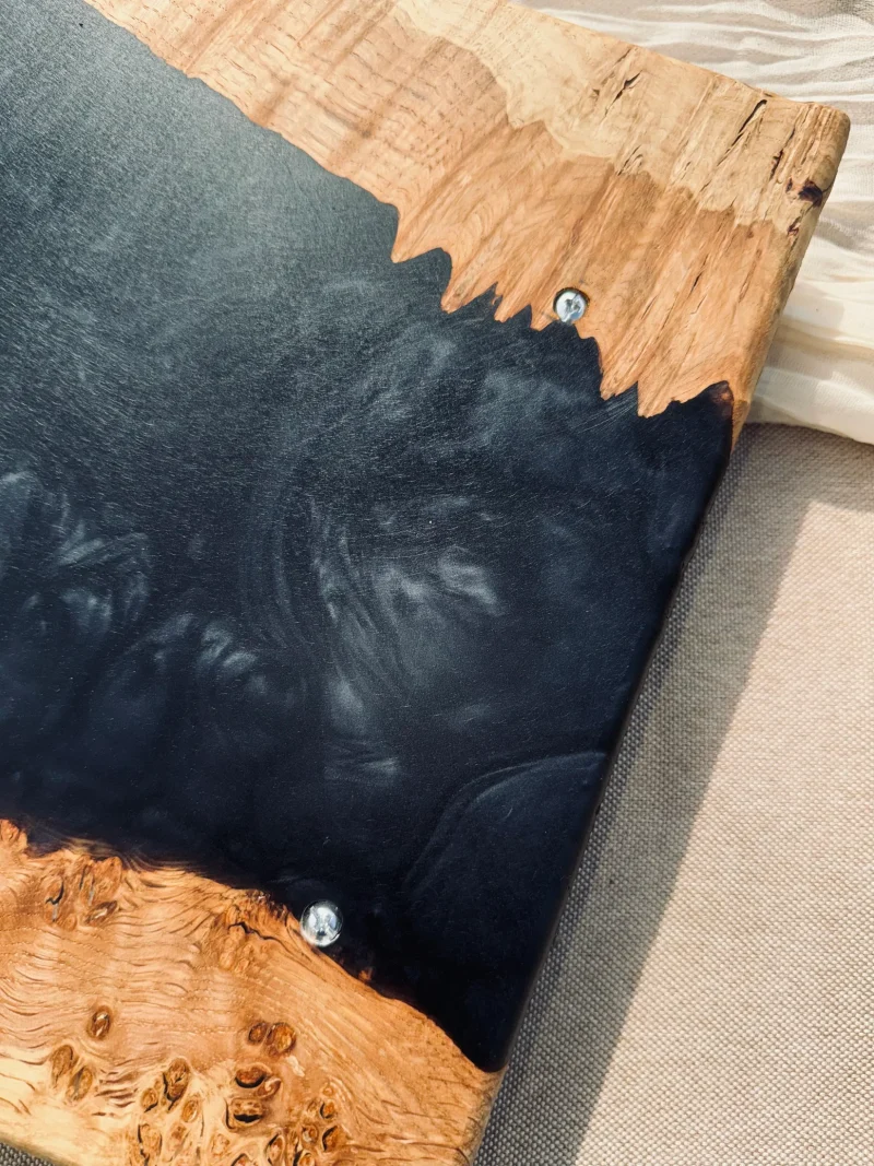 Oak Burr and Black Onyx Epoxy Serving Tray