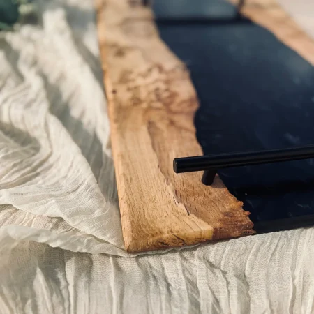 Oak Burr and Black Onyx Epoxy Serving Tray