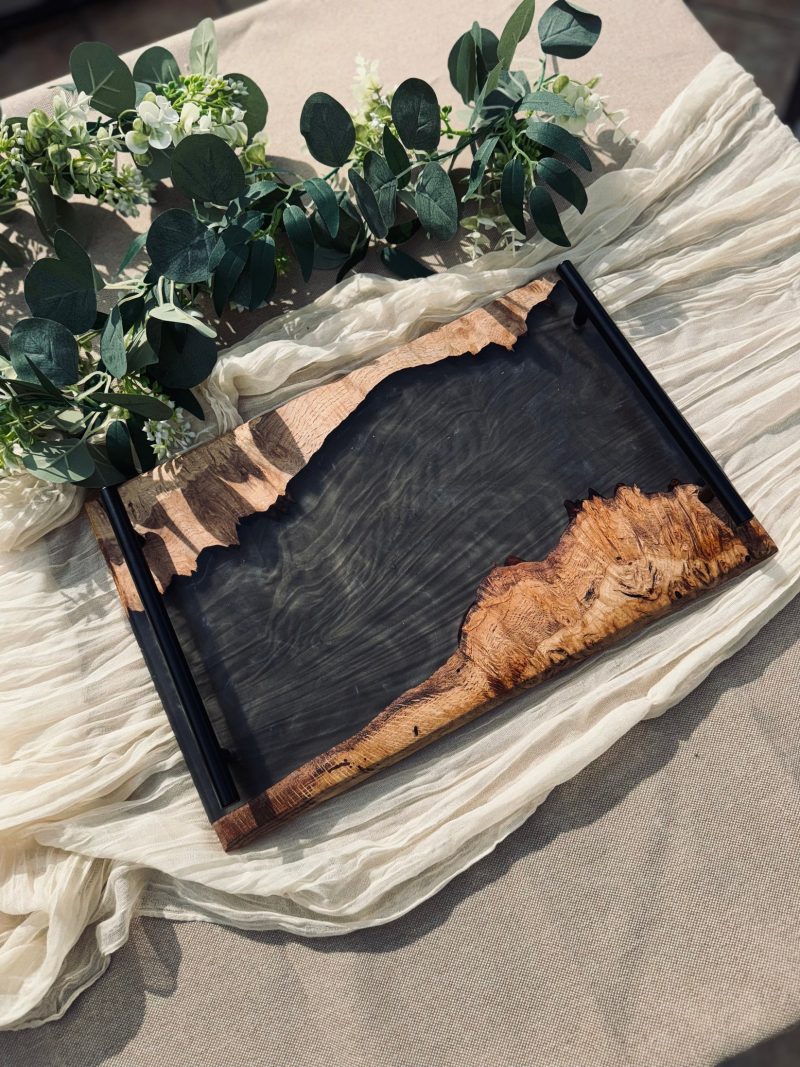 Oak Burr and Smokey Epoxy Serving Tray