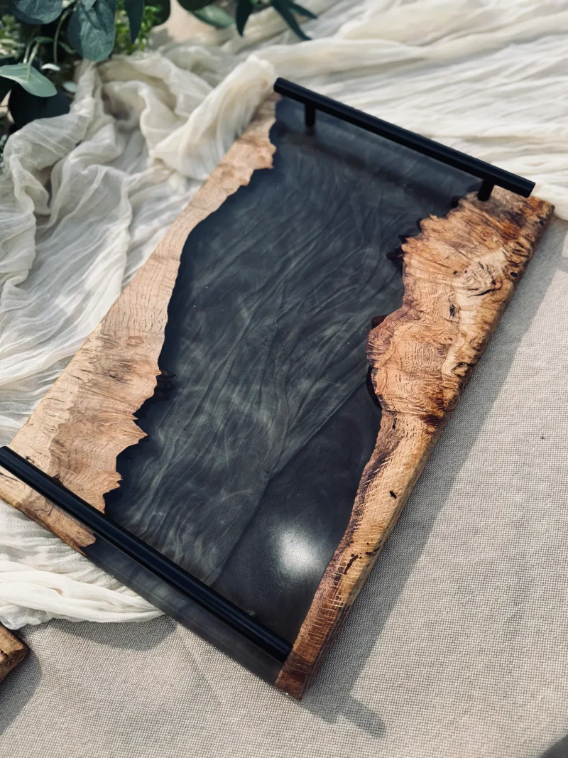 Oak Burr and Smokey Epoxy Serving Tray