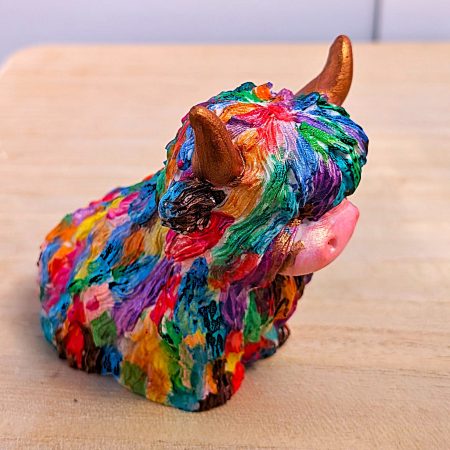 Handmade and Hand Painted Ornamental Highland Cow, Unique Christmas Gift