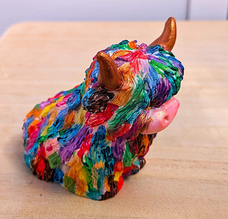 Handmade and Hand Painted Ornamental Highland Cow, Unique Christmas Gift