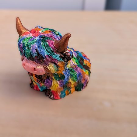 Handmade and Hand Painted Ornamental Highland Cow, Unique Christmas Gift