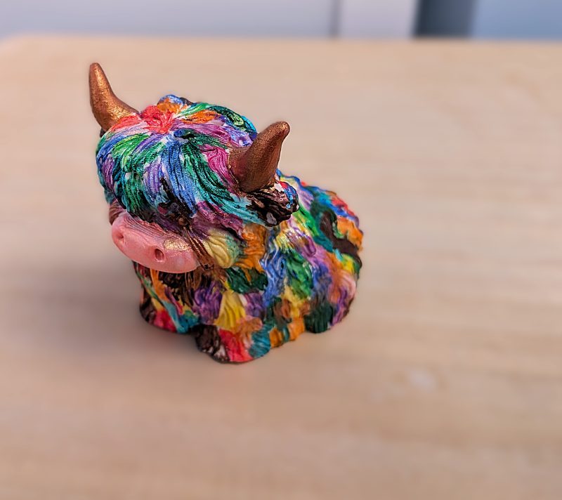 Handmade and Hand Painted Ornamental Highland Cow, Unique Christmas Gift