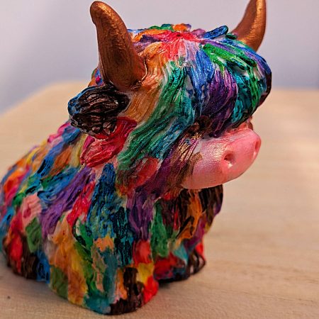 Handmade and Hand Painted Ornamental Highland Cow, Unique Christmas Gift