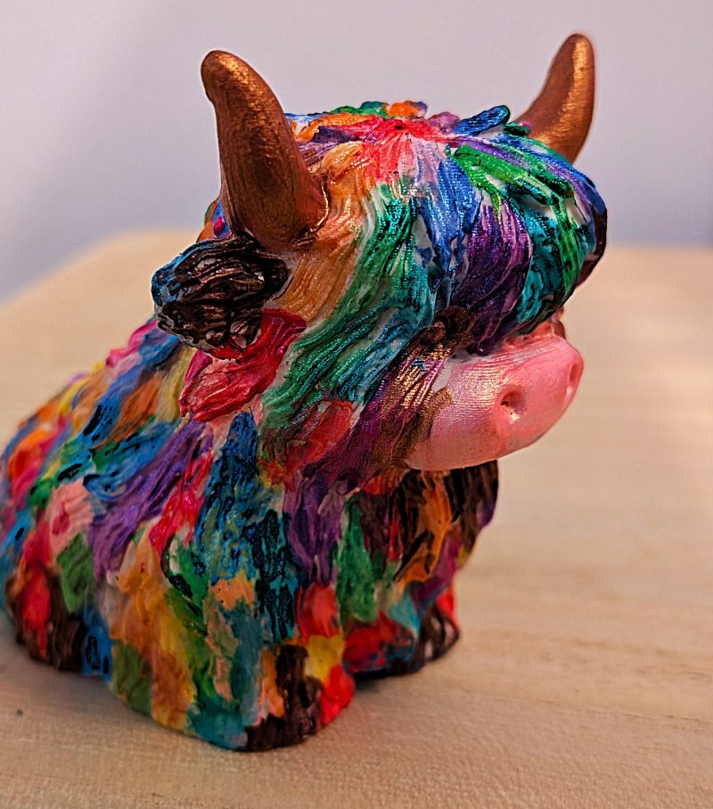 Handmade and Hand Painted Ornamental Highland Cow, Unique Christmas Gift