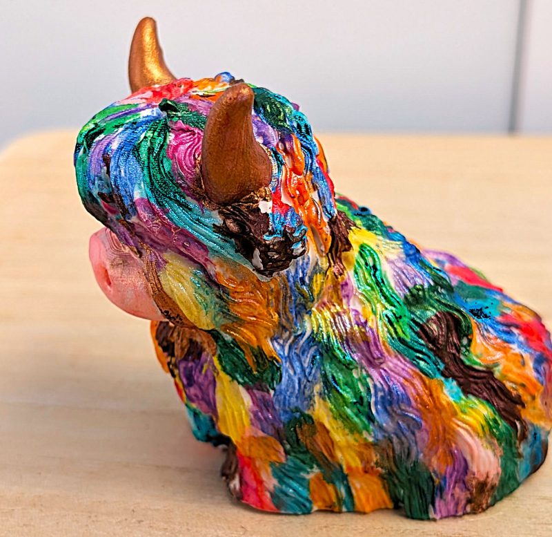 Handmade and Hand Painted Ornamental Highland Cow, Unique Christmas Gift