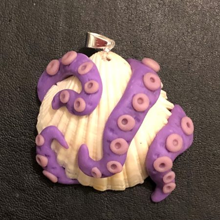 Creature of the deep polymer clay tentacle pendant