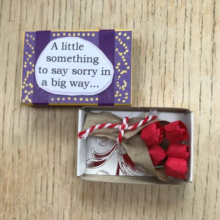 Apology bouquet in a matchbox
