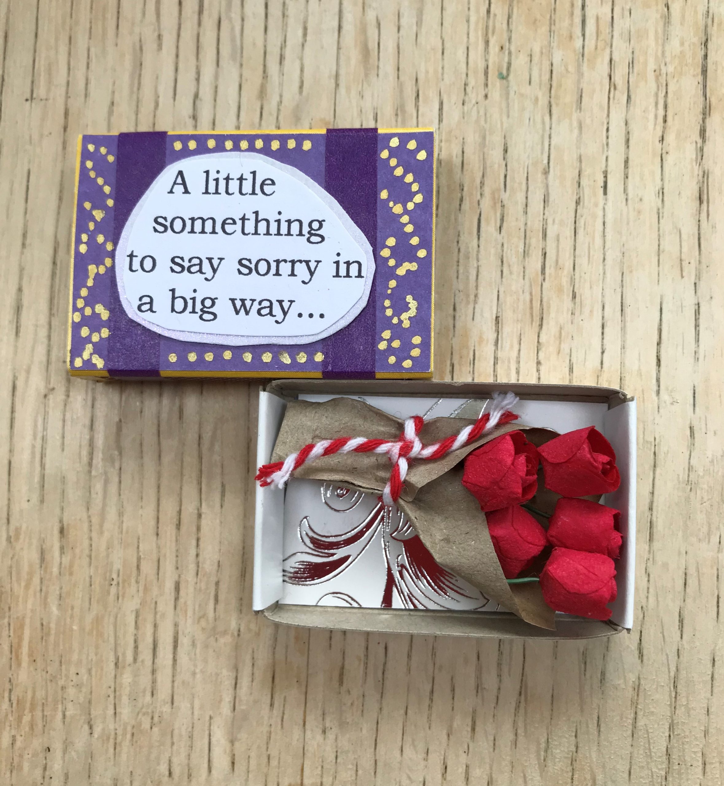 Apology bouquet in a matchbox