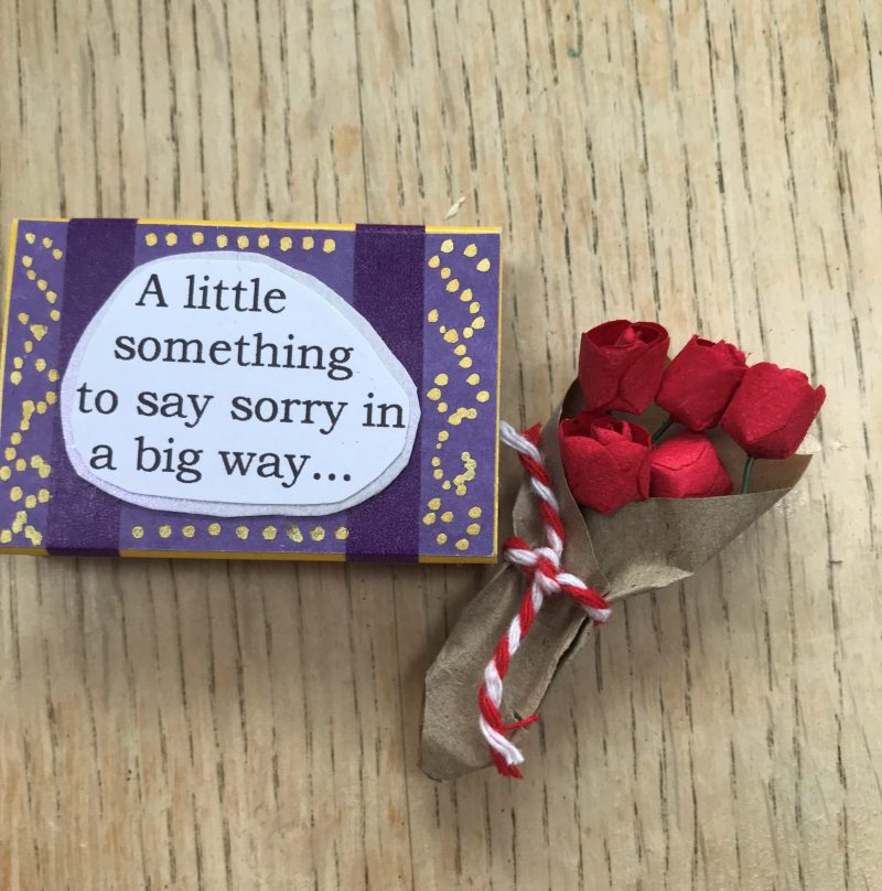 Apology bouquet in a matchbox